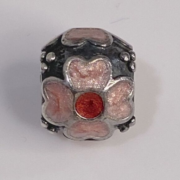 Pandora Sterling Silver Daisy Flower with Red and Pink Enamel Bead - Picture 10 of 13